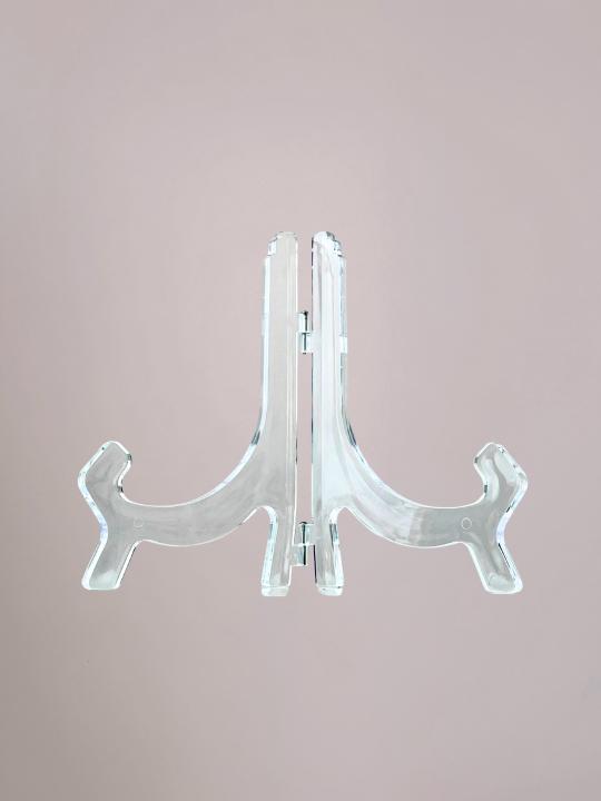 Doorzichtige kunststof standaard voor wandbord of keramiek bord ter presentatie