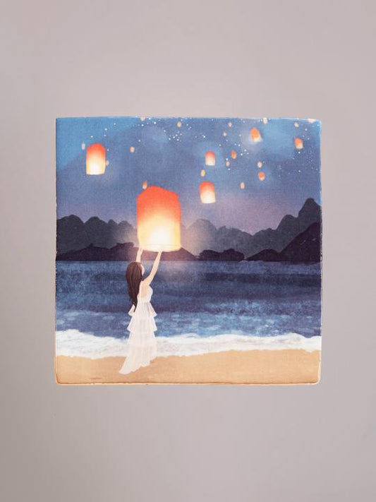 StoryTiles tegel Making Memories & Wishes met handgemaakte illustratie vol herinnering en hoop