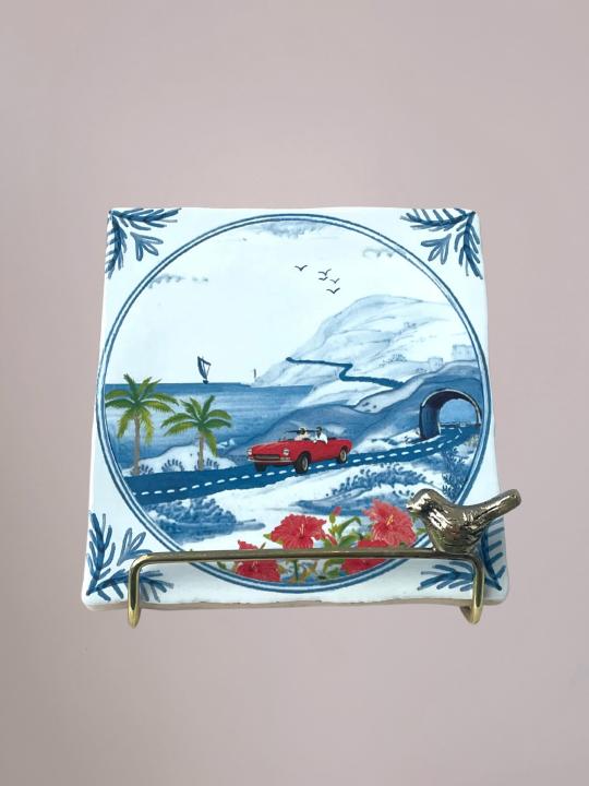 StoryTiles tegeltje Sunny Roadtrip 10x10 cm – origineel Vaderdag cadeau met zonnige roadtrip en nostalgische uitstraling
