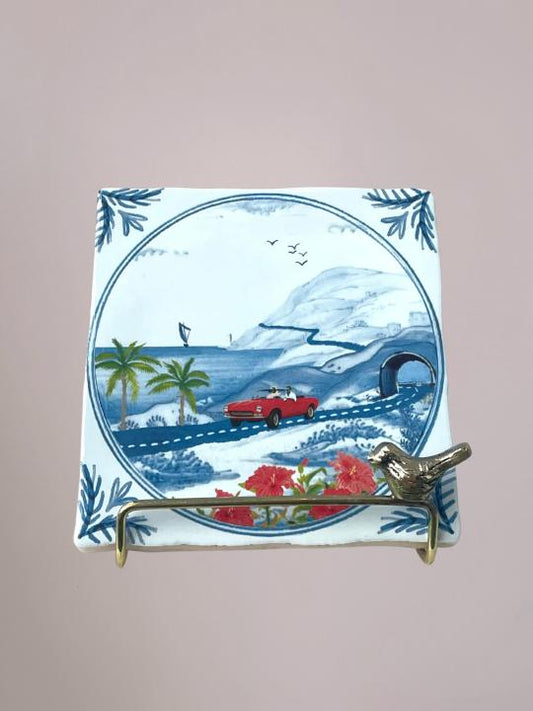 StoryTiles tegeltje Sunny Roadtrip 10x10 cm – origineel Vaderdag cadeau met zonnige roadtrip en nostalgische uitstraling
