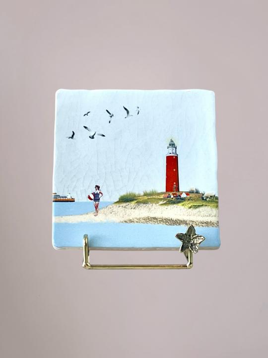 StoryTiles Terug Op Texel tegeltje met sfeervol eilandontwerp, handgemaakt tegeltje van 10x10 cm