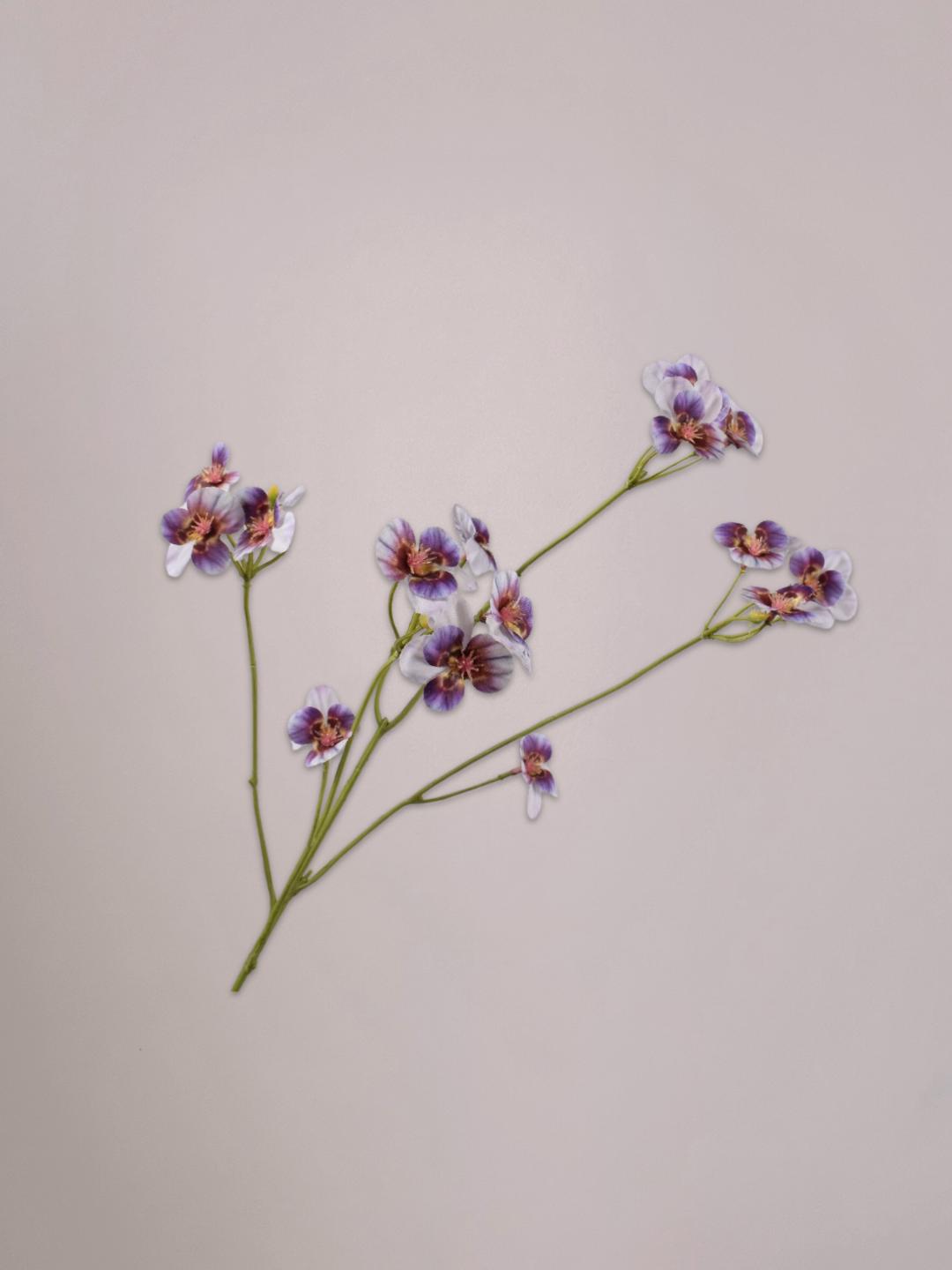 Lila-paars Viool kunsttak van 62 cm van Silk-ka met levensechte bloemen en groene steel in een vaas